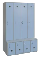 SSB - 180 - 120 šatní skříň s botníkem, 4-dvéřová, 1800x1200x400/600 mm, korpus šedý, dvířka blankyt